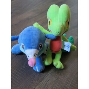 Pokemon Plush‎ Lot Treecko Popplio Stuffed Animal Toy Set Green Blue 9 Inches
